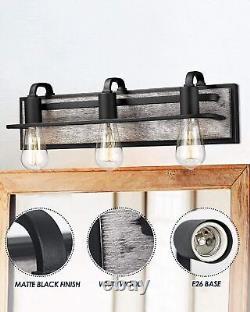 Farmhouse Wood Lights, Set of 2 Matching Bundle. White Wood in Black Finish