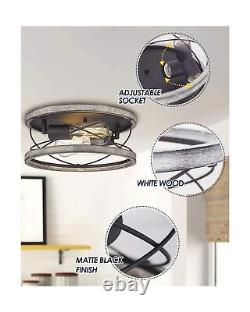 Farmhouse Wood Lights, Set of 2 Matching Bundle. White Wood in Black Finish