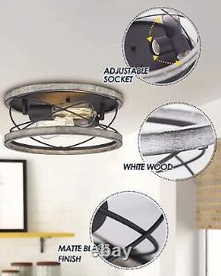 Farmhouse Wood Lights, Set of 2 Matching Bundle. White Wood in Black Finish
