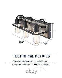 Farmhouse Wood Lights, Set of 2 Matching Bundle. White Wood in Black Finish