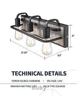 Farmhouse Wood Lights, Set of 2 Matching Bundle. White Wood in Black Finish