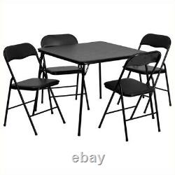 Flash Furniture 5 Piece Folding Card Dining Table and Chair Set in Black