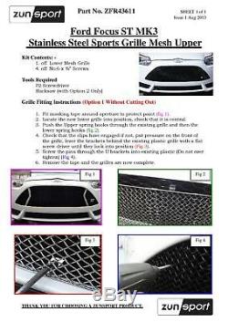 Ford Focus St Mk3 Front Grille Set Black finish (2011 to 2014)
