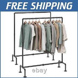 Free Standing Heavy-Duty Iron Clothing Rack Set of 2 with Sleek Black Finish