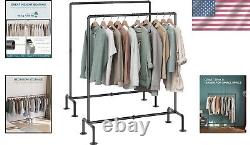 Free Standing Heavy-Duty Iron Clothing Rack Set of 2 with Sleek Black Finish
