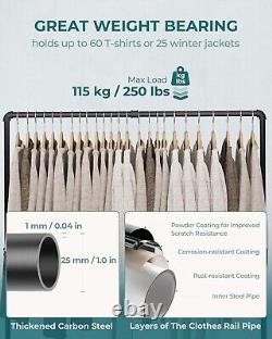 Free Standing Heavy-Duty Iron Clothing Rack Set of 2 with Sleek Black Finish