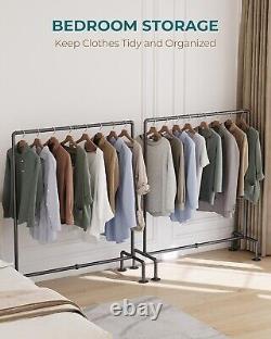 Free Standing Heavy-Duty Iron Clothing Rack Set of 2 with Sleek Black Finish