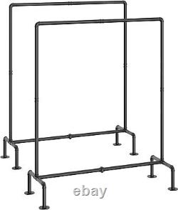 Free Standing Heavy-Duty Iron Clothing Rack Set of 2 with Sleek Black Finish
