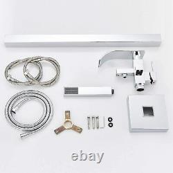 Freestanding Bathtub Faucet Floor Mounted Waterfall Tub Filler Set Solid Brass