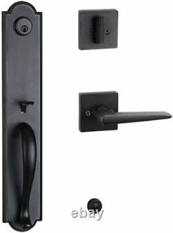 Front Double Door Handle Lock Set Black Finish in Oil Rubbed Bronzing Edges