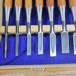 Funahiro Oire Nomi Japanese Bench Chisels Set of 10 Black Finish Mentori Used