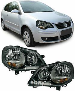 GTI Cup LOOK headlights SET in black finish for VW Polo 9N3 05-09