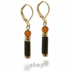 Gold Finish Egyptian Cleopatra Carnelian Black Onyx Double Strand Necklace Set