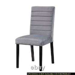 Gray Velvet Upholstered Side Chairs Set of 2pc Black Finish Wood Frame Casual