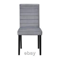 Gray Velvet Upholstered Side Chairs Set of 2pc Black Finish Wood Frame Casual