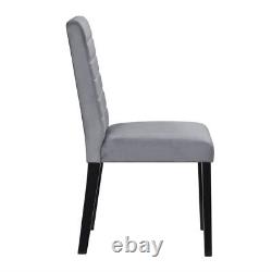 Gray Velvet Upholstered Side Chairs Set of 2pc Black Finish Wood Frame Casual