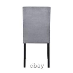 Gray Velvet Upholstered Side Chairs Set of 2pc Black Finish Wood Frame Casual