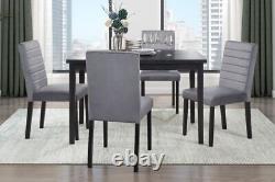 Gray Velvet Upholstered Side Chairs Set of 2pc Black Finish Wood Frame Casual