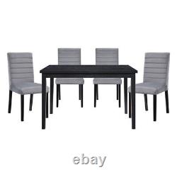 Gray Velvet Upholstered Side Chairs Set of 2pc Black Finish Wood Frame Casual