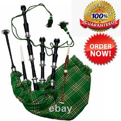 Great Highland Bagpipe Rosewood Black Finish Silver Mounts Chanter Set Full Size