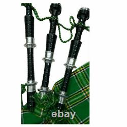Great Highland Bagpipe Rosewood Black Finish Silver Mounts Chanter Set Full Size