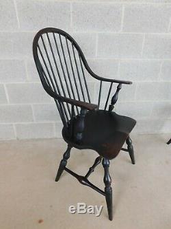 Great Windsor Chair Co. Black Distressed Finish Hoop Back Chairs Set of 4