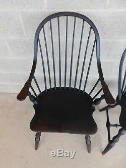 Great Windsor Chair Co. Black Distressed Finish Hoop Back Chairs Set of 4