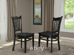Groton Kitchen Dining Chair with Wood Seat Black Finish Set of 2
