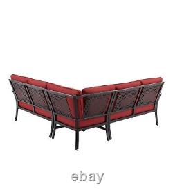 Hampton Bay Braxton Park 3-piece Sectional Black Finish- Chili Pepper Red