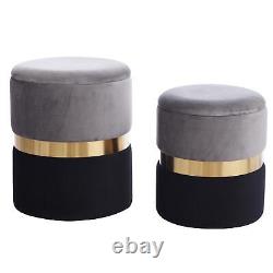 Harp And Finial Daryan Set Of 2 Ottoman With Gray And Black Finish HFF225611DS