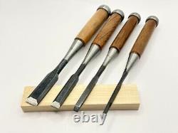 Hatsuhisa Japanese Bench Chisels Oire Nomi Set of 4 Black Finish