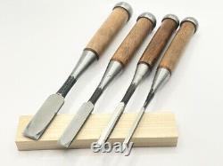 Hatsuhisa Japanese Bench Chisels Oire Nomi Set of 4 Black Finish