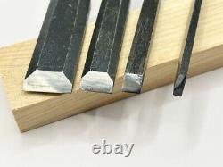 Hatsuhisa Japanese Bench Chisels Oire Nomi Set of 4 Black Finish