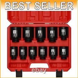 Heavy-Duty 11PCS 1/2 Drive Impact Socket Set, Black Phosphate Finish, SAE Sizes