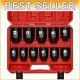 Heavy-duty 11pcs 1/2 Drive Impact Socket Set, Black Phosphate Finish, Sae Sizes