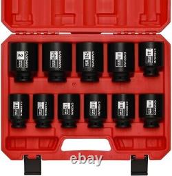 Heavy-Duty 11PCS 1/2 Drive Impact Socket Set, Black Phosphate Finish, SAE Sizes