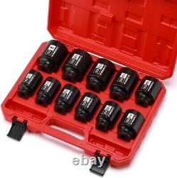 Heavy-Duty 11PCS 1/2 Drive Impact Socket Set, Black Phosphate Finish, SAE Sizes