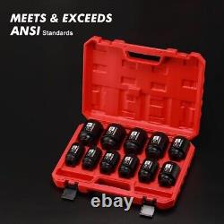 Heavy-Duty 11PCS 1/2 Drive Impact Socket Set, Black Phosphate Finish, SAE Sizes