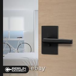 Heavy Duty Iron Entry Lever Door Handle & Deadbolt Lock Set Iron Black Finish