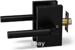 Heavy Duty Iron Entry Lever Door Handle & Deadbolt Lock Set Iron Black Finish