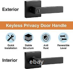 Heavy Duty Matte Black Door Handle Interior Knob Keyless Levers Set (6 Pack)
