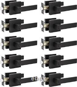 Heavy-Duty Reversible Privacy Door Handles in Matte Black Finish 10-Pack Set