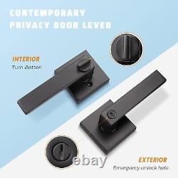 Heavy-Duty Reversible Privacy Door Handles in Matte Black Finish 10-Pack Set