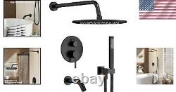 High-Pressure Handheld & Rain Shower Set with 3-Way Valve Matte Black Finish