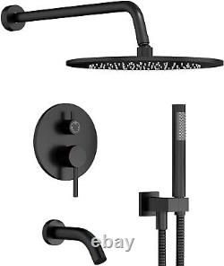 High-Pressure Handheld & Rain Shower Set with 3-Way Valve Matte Black Finish