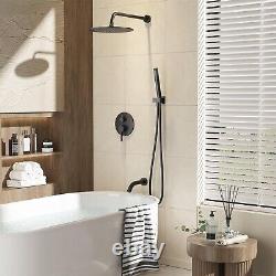 High-Pressure Handheld & Rain Shower Set with 3-Way Valve Matte Black Finish