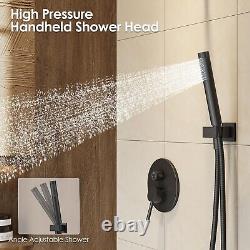 High-Pressure Handheld & Rain Shower Set with 3-Way Valve Matte Black Finish