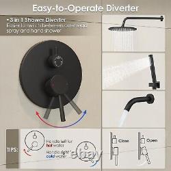 High-Pressure Handheld & Rain Shower Set with 3-Way Valve Matte Black Finish