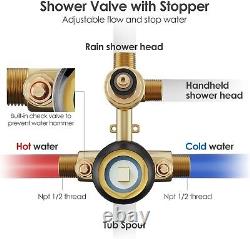 High-Pressure Handheld & Rain Shower Set with 3-Way Valve Matte Black Finish