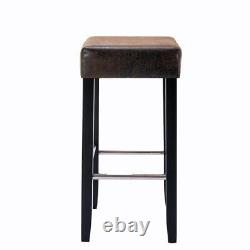 High Quality HengMing Barstool in Brown Fabric and Black Wood Finish, 2-Pcs Set